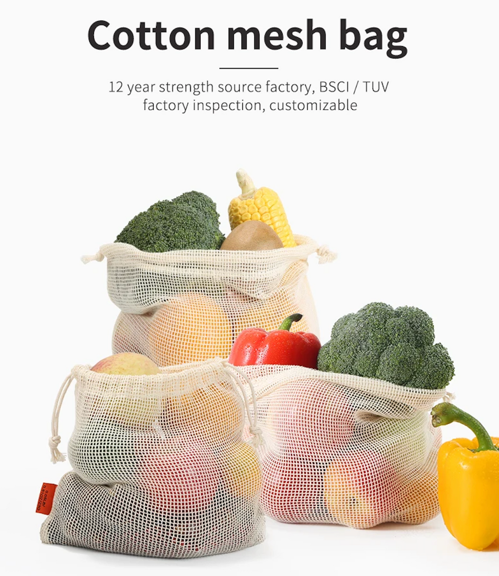 Reusable Cotton String Bag | Eco-Friendly Mesh Grocery Tote for Fruits & Veggies