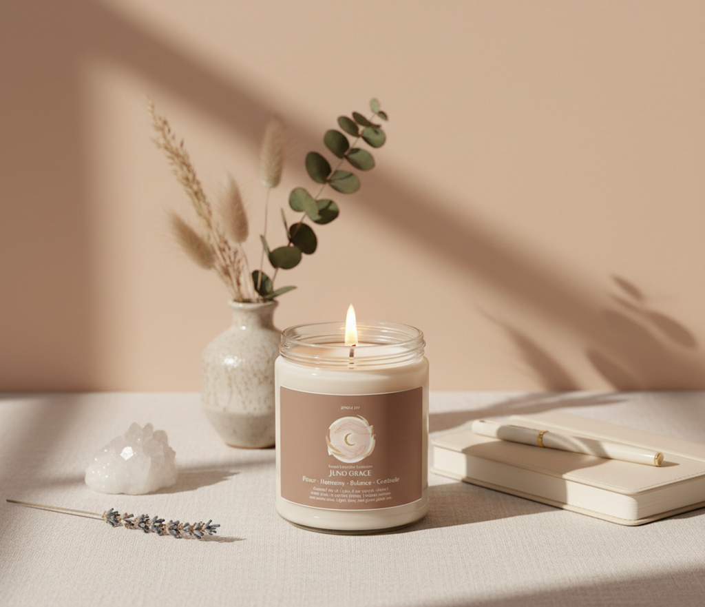 JUNO GRACE | Sacred Grounding & Divine Manifestation Ritual Candle — 9oz