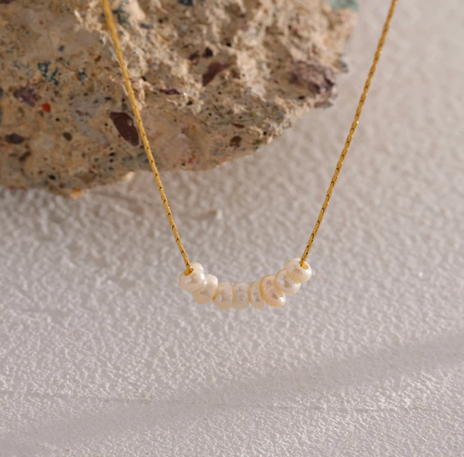 Luminous Row | Natural Pearl Minimalist Necklace