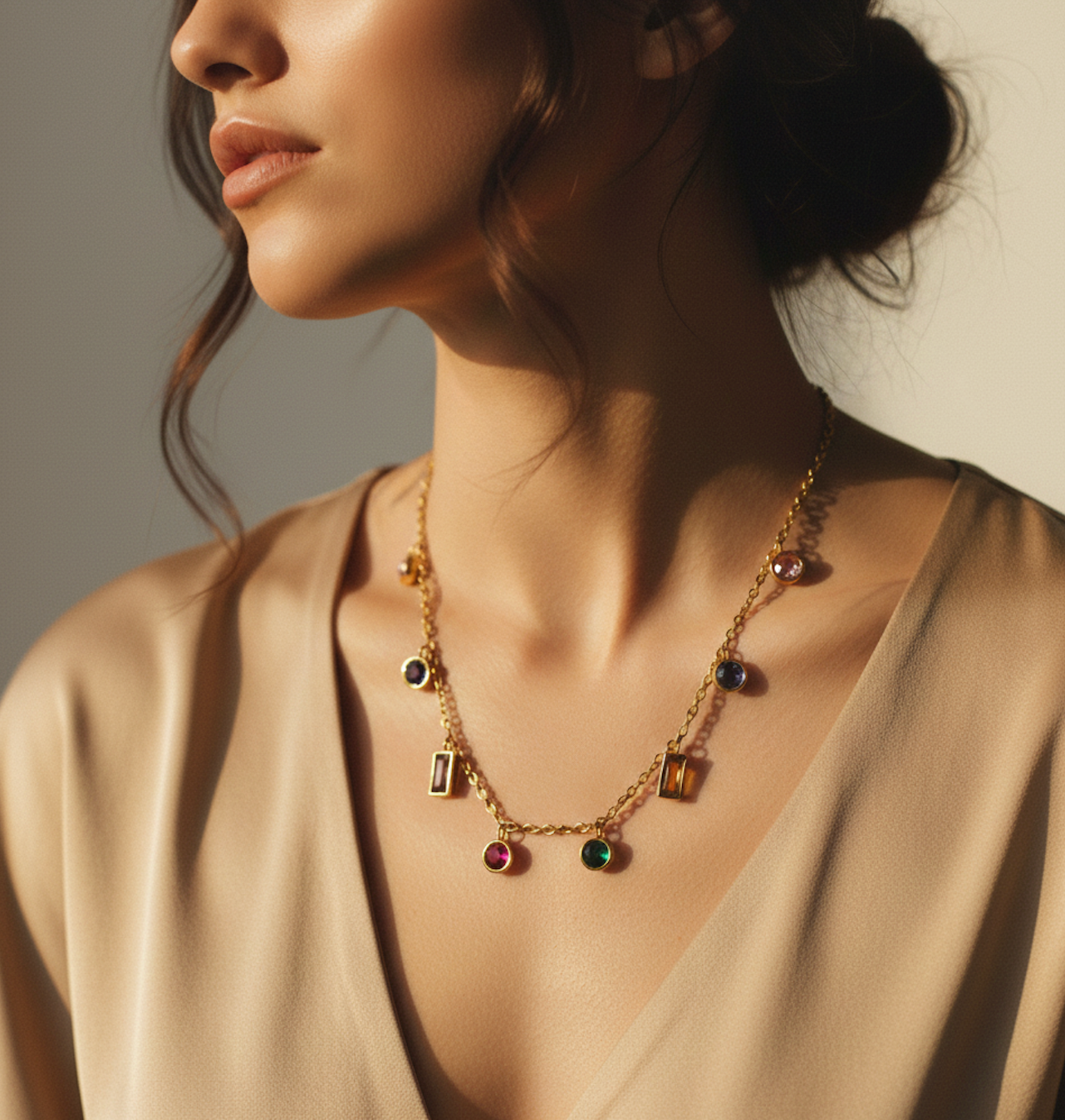 The Kaleidoscope Drop | Colorful Cubic Zirconia Statement Necklace
