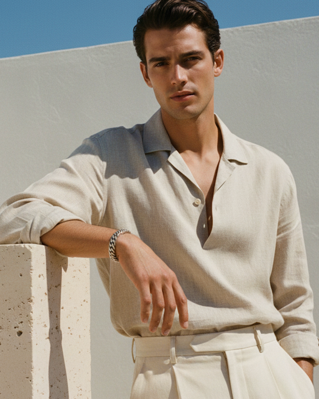 Pulsera de eslabones redondos esculpidos para hombre