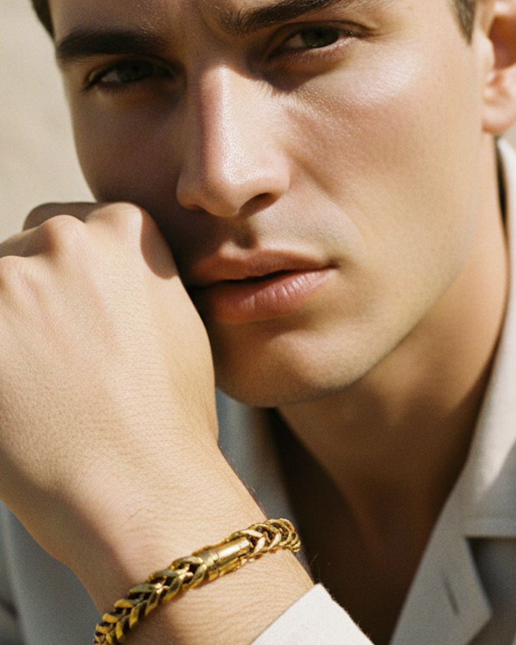 Pulsera de eslabones redondos esculpidos para hombre