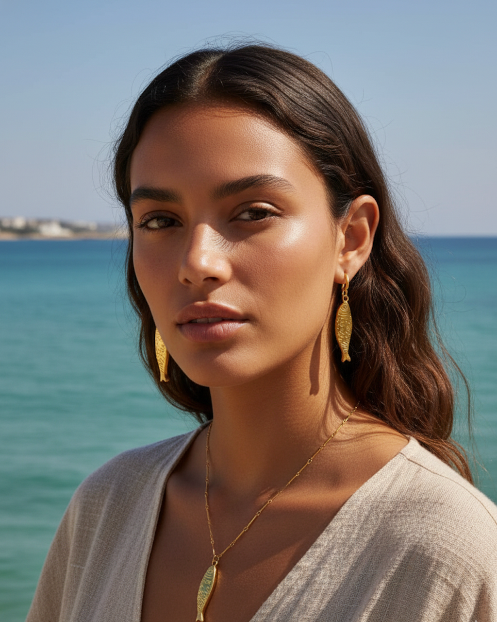 Sinfonía del Mar | Conjunto de collar y pendientes de oro 