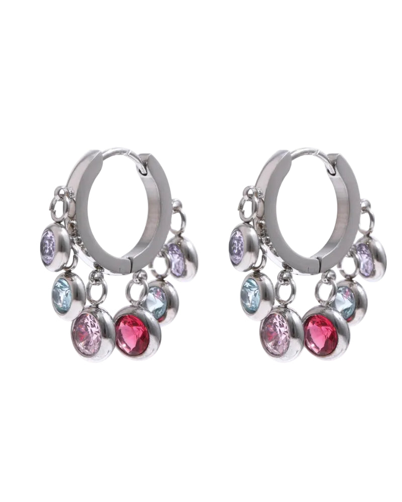 PRISM DANCE | Colorful Zirconia Statement Hoops