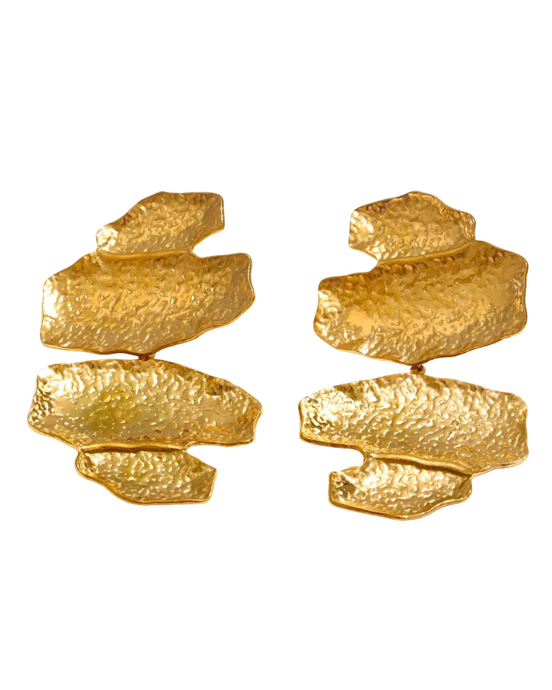 GOLDEN RIPPLES | Geometric Statement Earrings