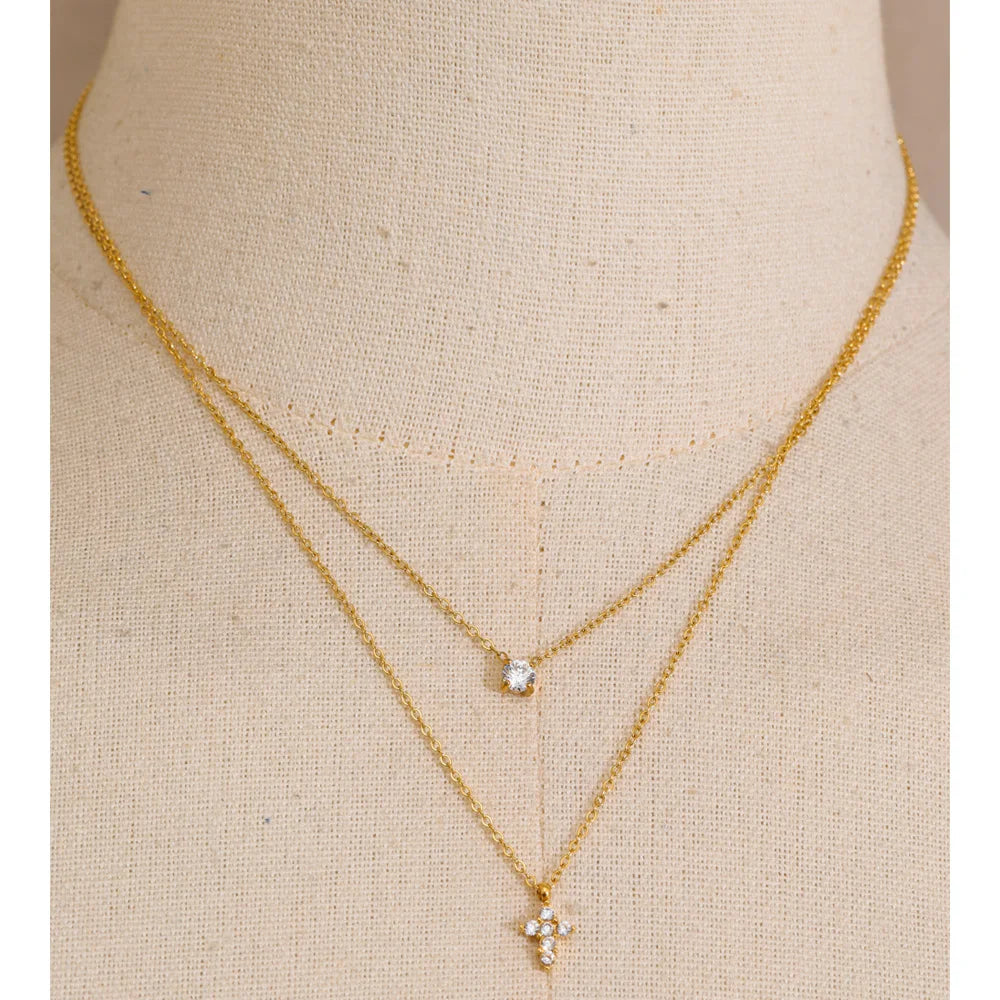 Timeless Double Layer Cross Necklace