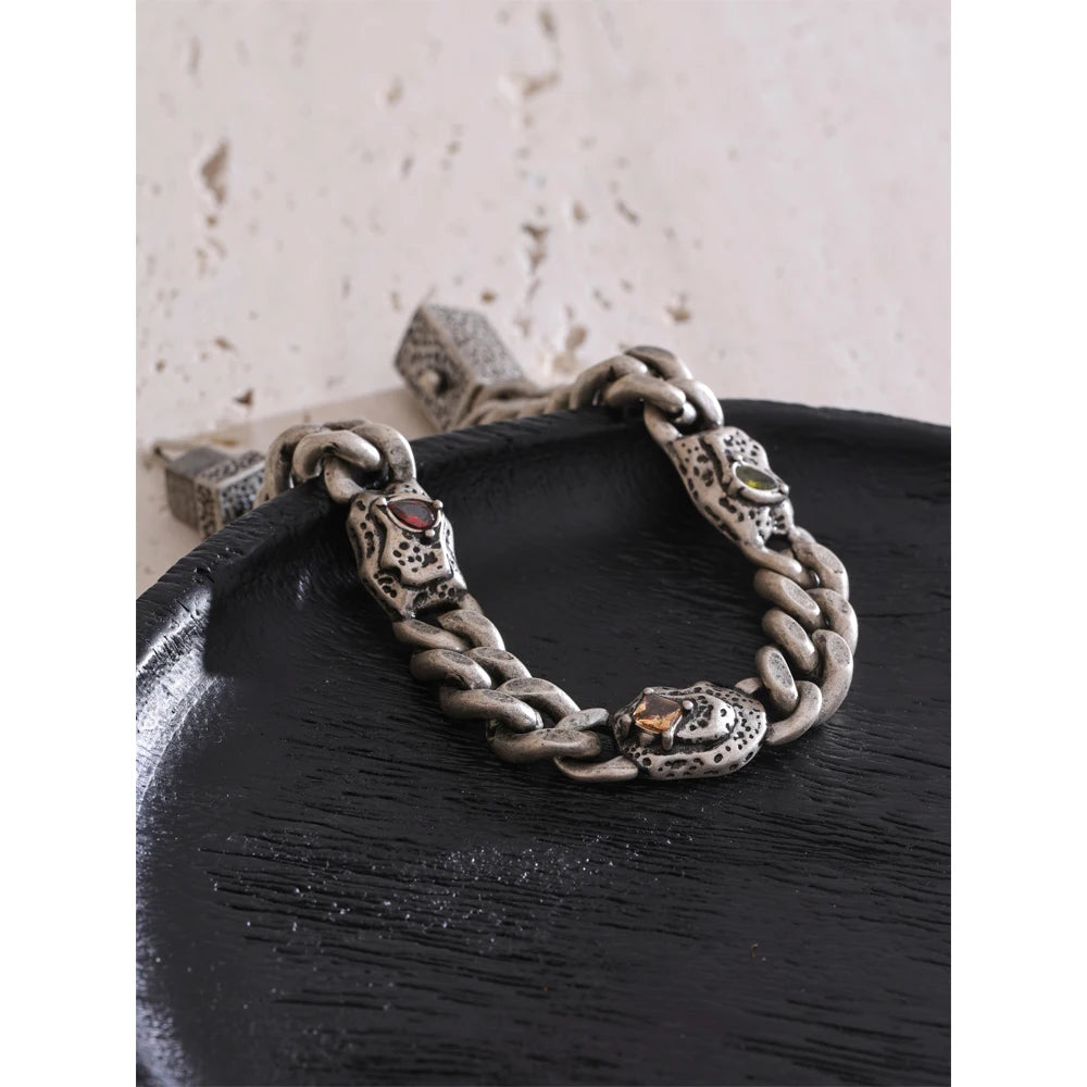Antique Silver Textured Curb Bracelet