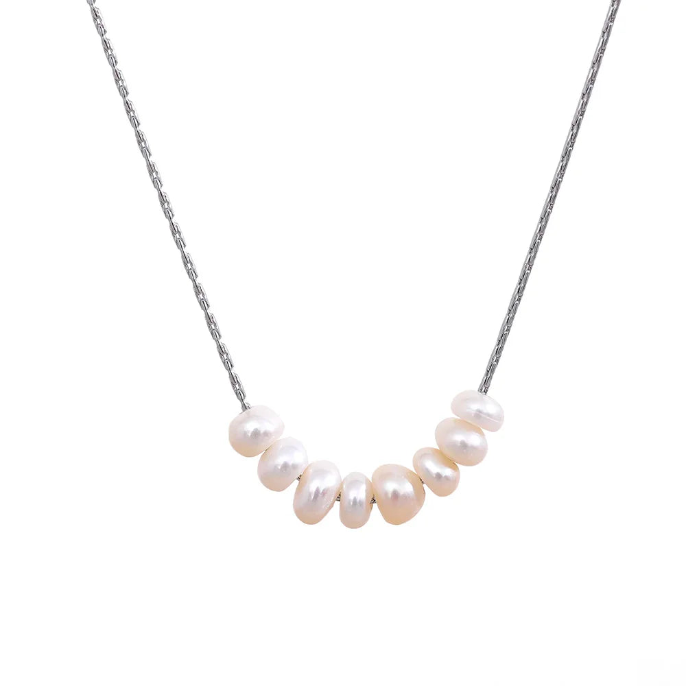 Luminous Row | Natural Pearl Minimalist Necklace