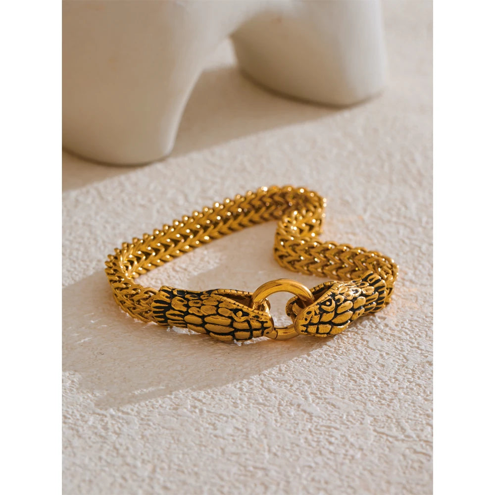 Gold Snake Head Franco Bracelet