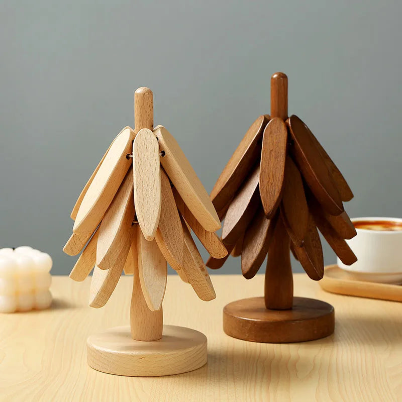 The Table Tree – 4-Piece Sculptural Handcrafted Wooden Trivet Set