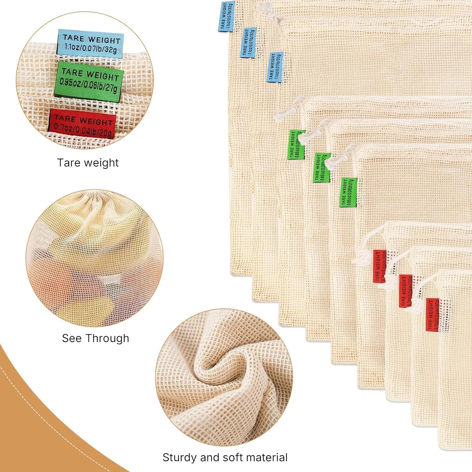 Reusable Cotton String Bag | Eco-Friendly Mesh Grocery Tote for Fruits & Veggies