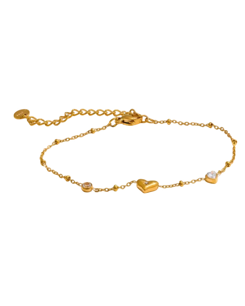 Dainty Heart | Crystal Gold Link Bracelet