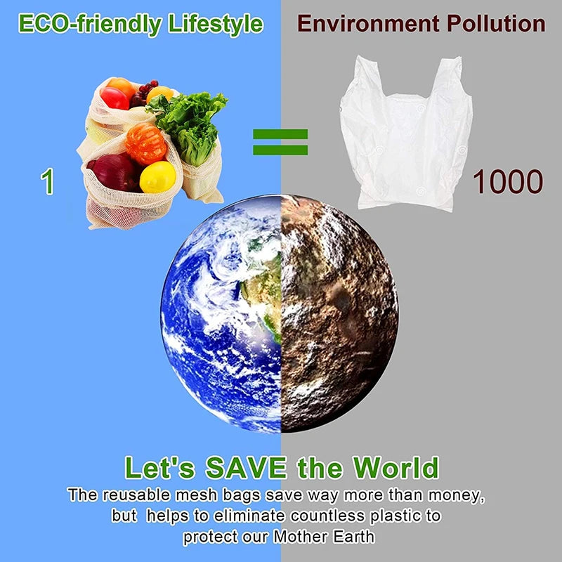 Reusable Cotton String Bag | Eco-Friendly Mesh Grocery Tote for Fruits & Veggies