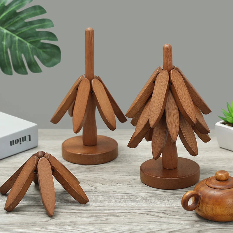 The Table Tree – 4-Piece Sculptural Handcrafted Wooden Trivet Set