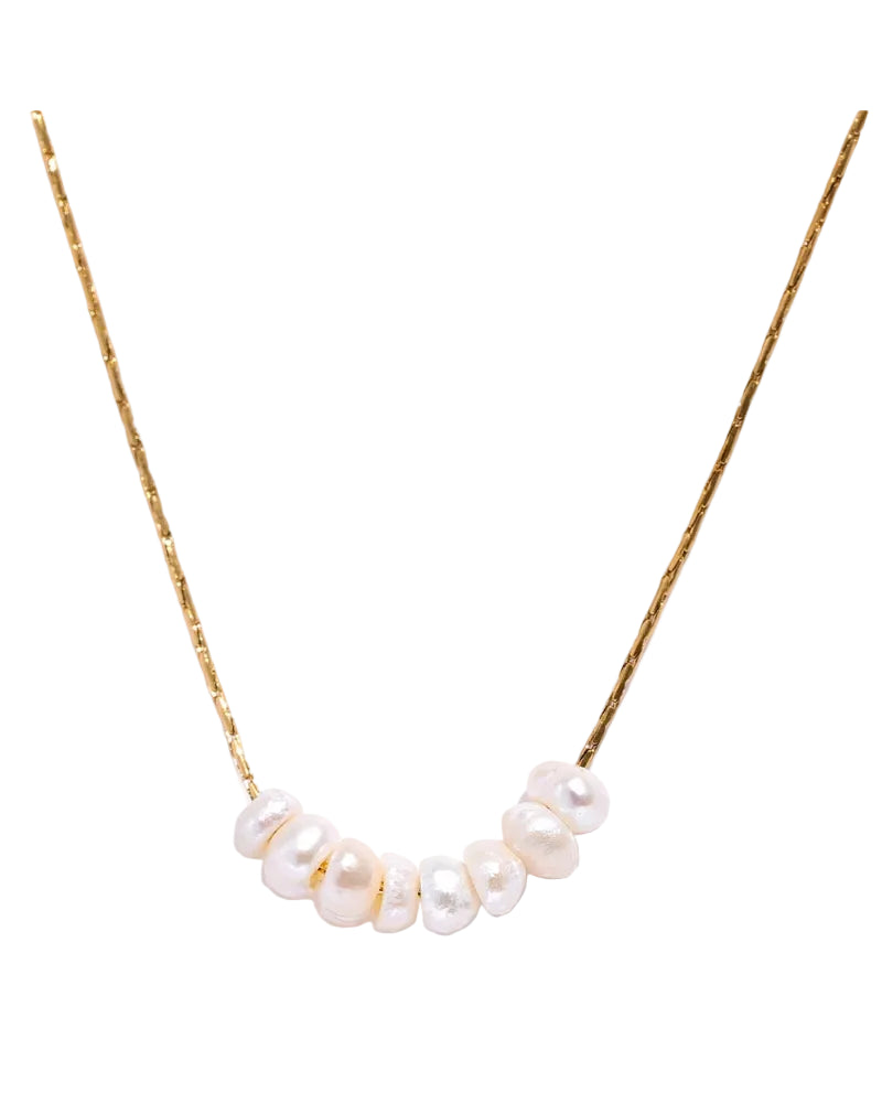 Luminous Row | Natural Pearl Minimalist Necklace