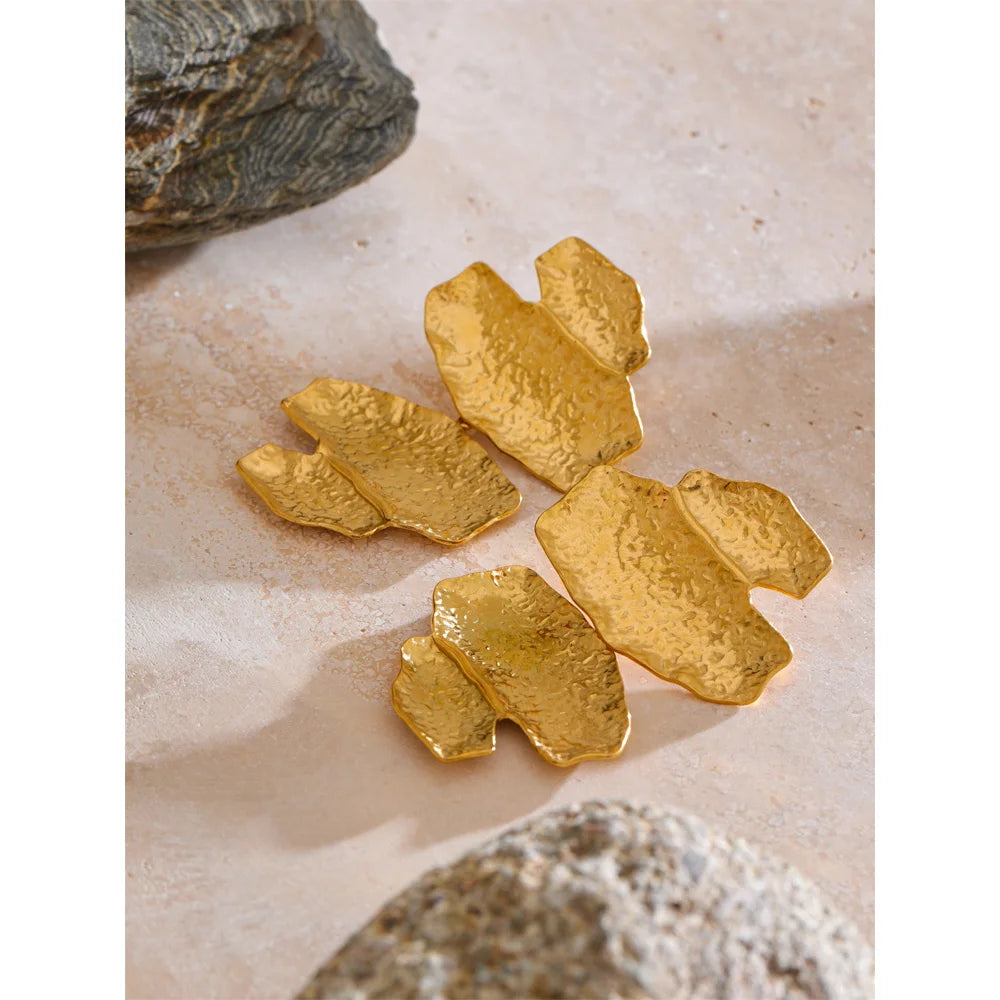 GOLDEN RIPPLES | Geometric Statement Earrings