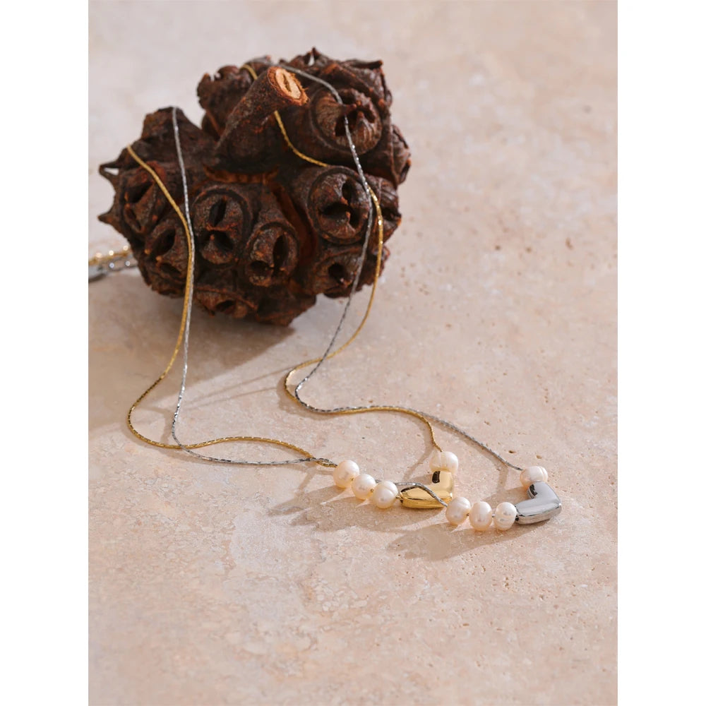 Sweet HEART | Natural Pearl & Heart Necklace