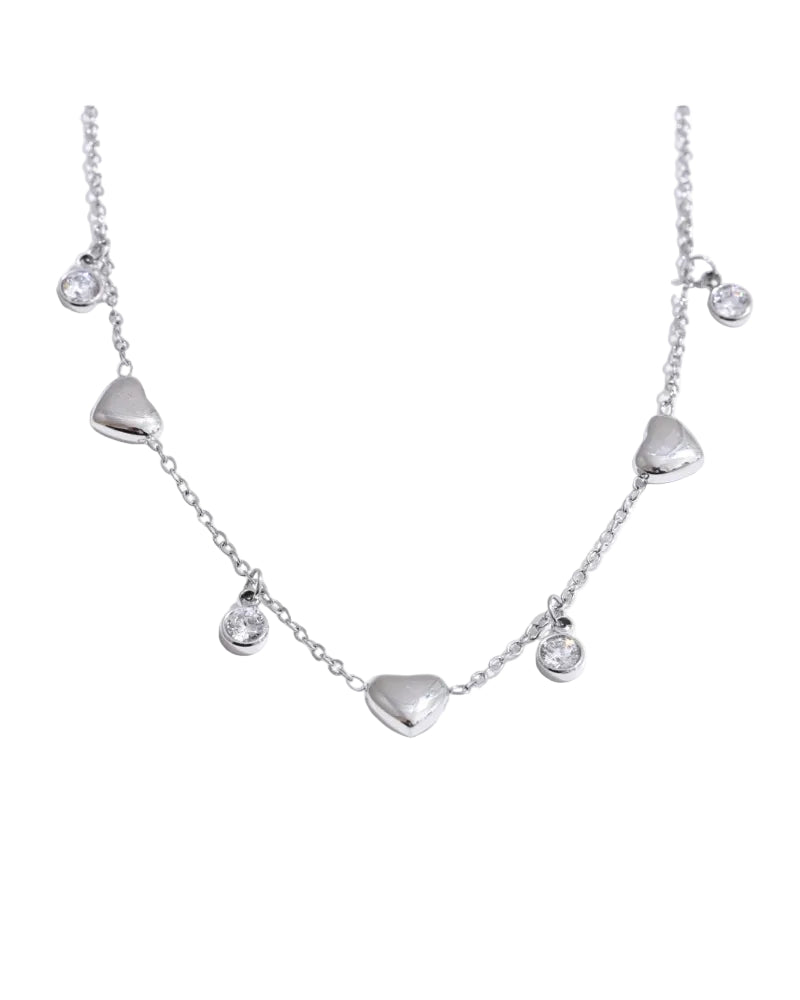 AMORÉ | Romantic Heart & Zirconia Drop Necklace