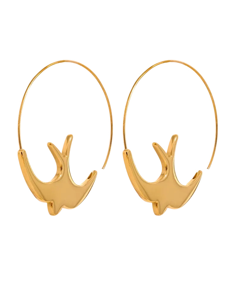 Delicate Swallow Hoop Earrings
