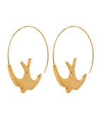 Delicate Swallow Hoop Earrings