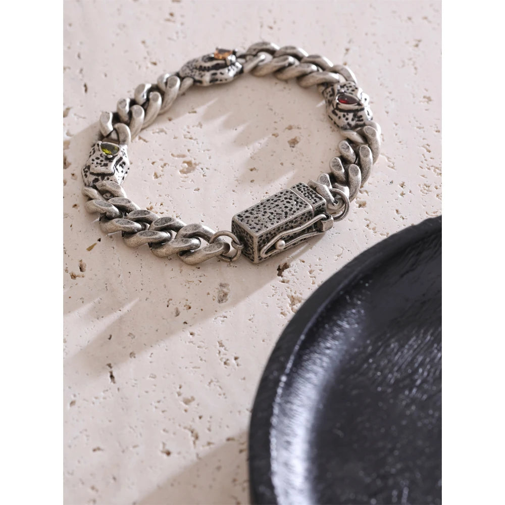 Antique Silver Textured Curb Bracelet