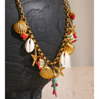 Collier et bracelet à breloques « Sous la mer » | Ensemble plaqué or 18 carats fait main