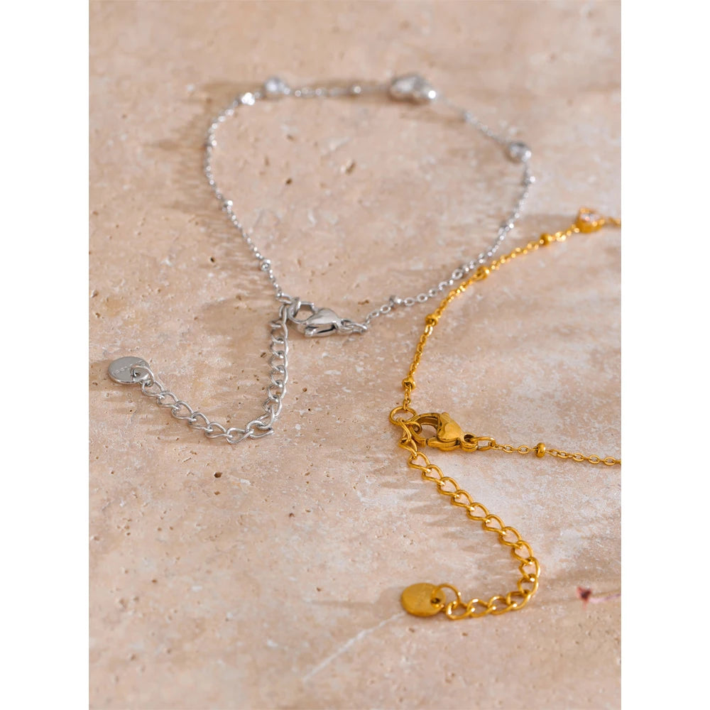 Dainty Heart | Crystal Gold Link Bracelet