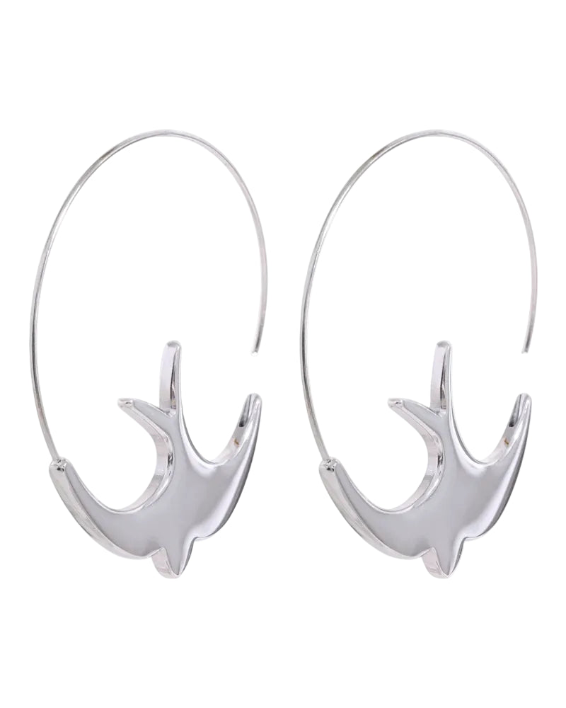Delicate Swallow Hoop Earrings