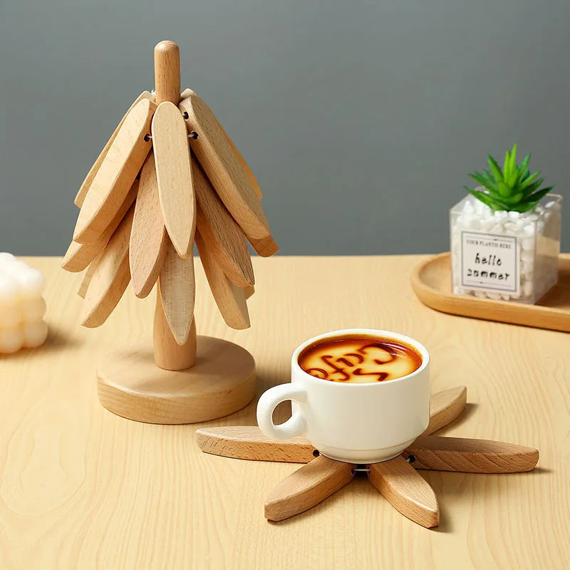 The Table Tree – 4-Piece Sculptural Handcrafted Wooden Trivet Set
