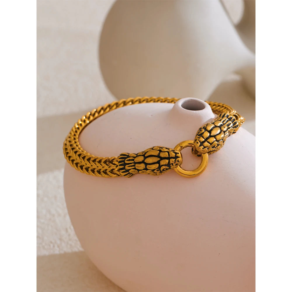 Gold Snake Head Franco Bracelet