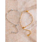 Dainty Heart | Crystal Gold Link Bracelet