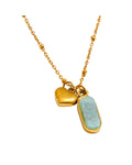 Collar de corazón de amazonita y oro | Piedra natural y PVD de oro de 18 quilates