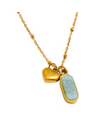 Collar de corazón de amazonita y oro | Piedra natural y PVD de oro de 18 quilates