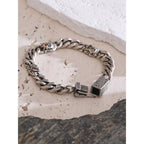 Antique Silver Textured Curb Bracelet