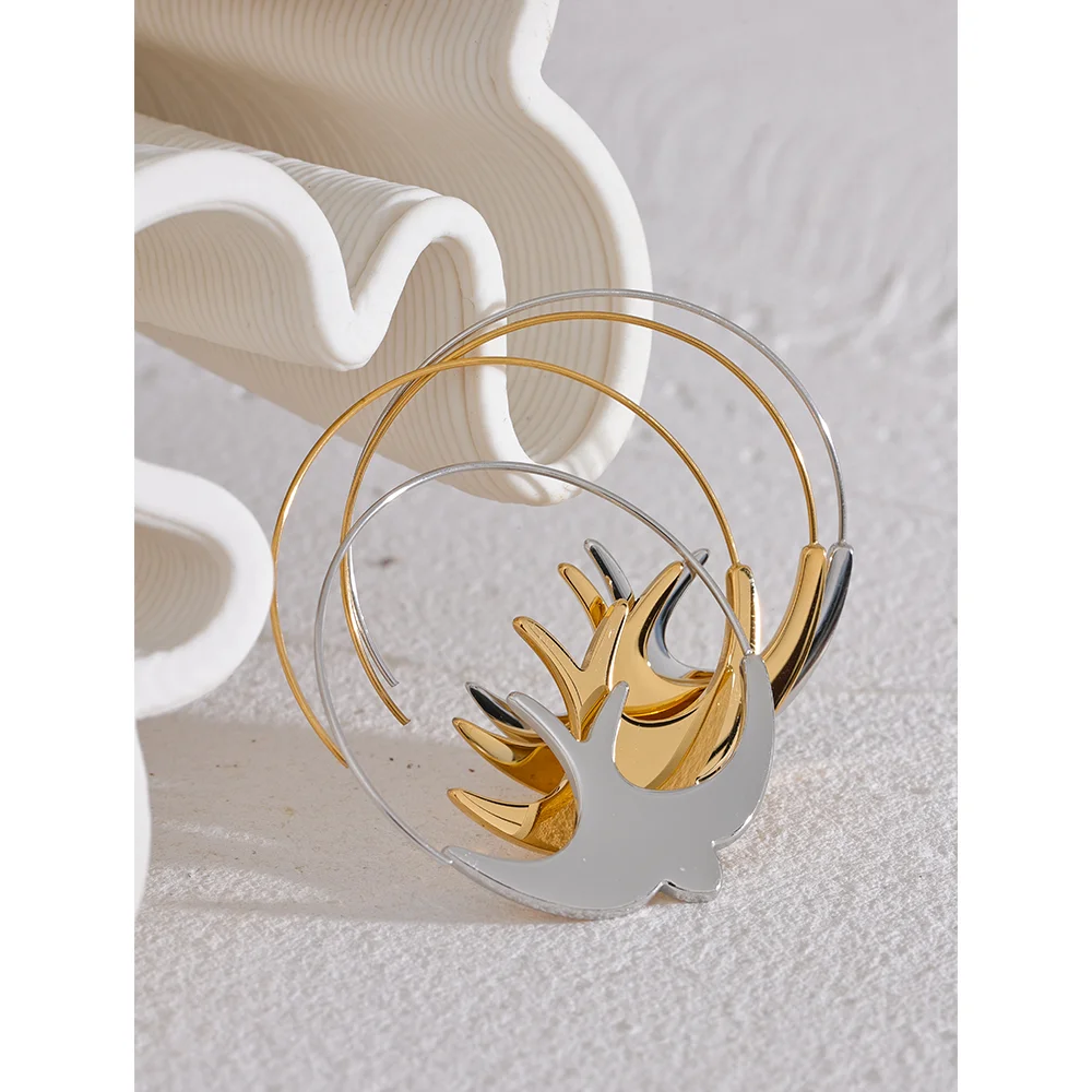 Delicate Swallow Hoop Earrings