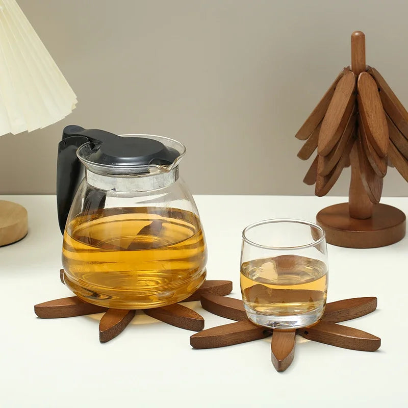 The Table Tree – 4-Piece Sculptural Handcrafted Wooden Trivet Set