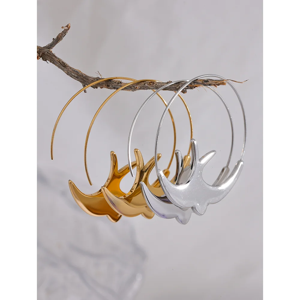 Delicate Swallow Hoop Earrings