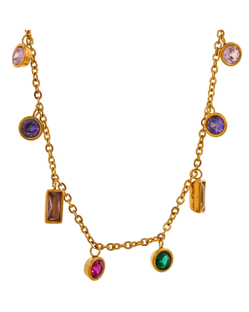 The Kaleidoscope Drop | Colorful Cubic Zirconia Statement Necklace