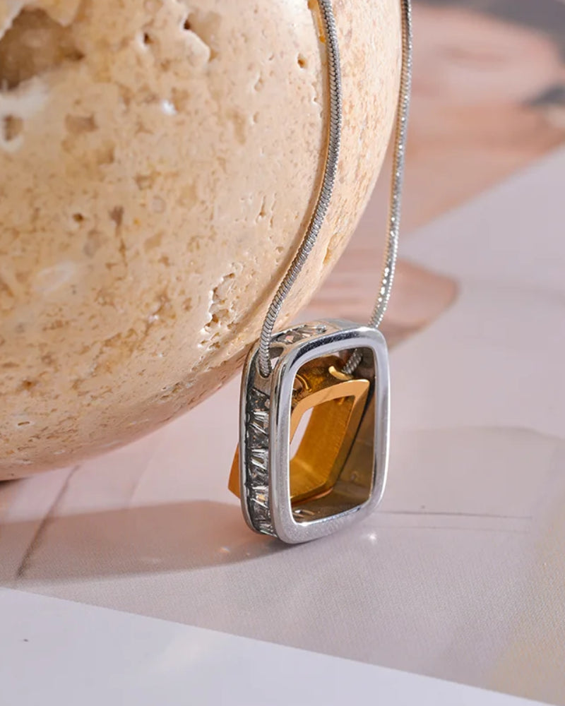 SILENT PROMISE | Bicolor Engraved Symbolic Necklace - For Her & Him