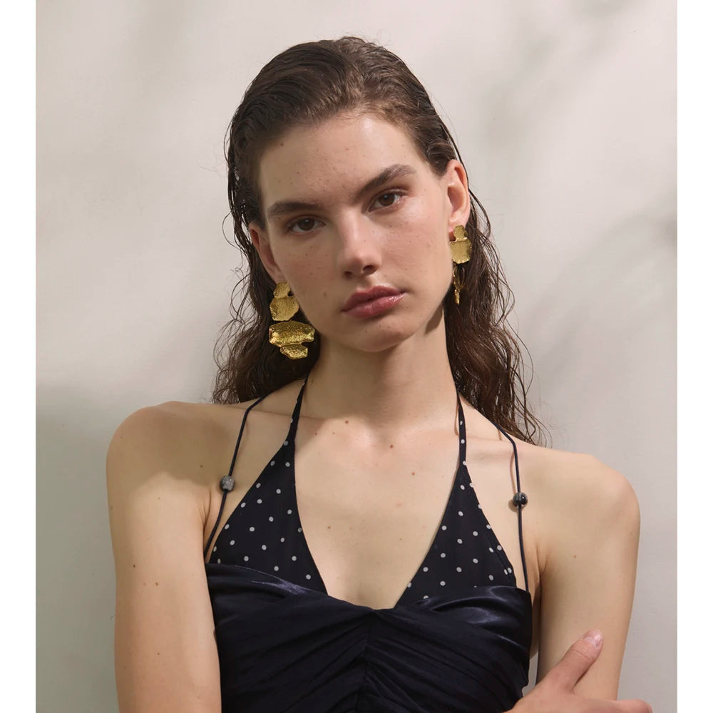 GOLDEN RIPPLES | Geometric Statement Earrings