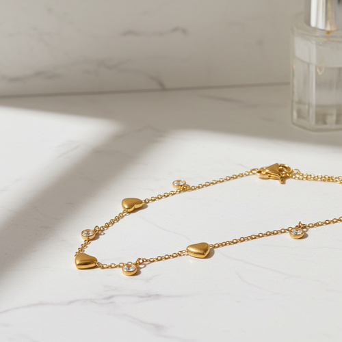 AMORÉ | Romantic Heart & Zirconia Drop Necklace