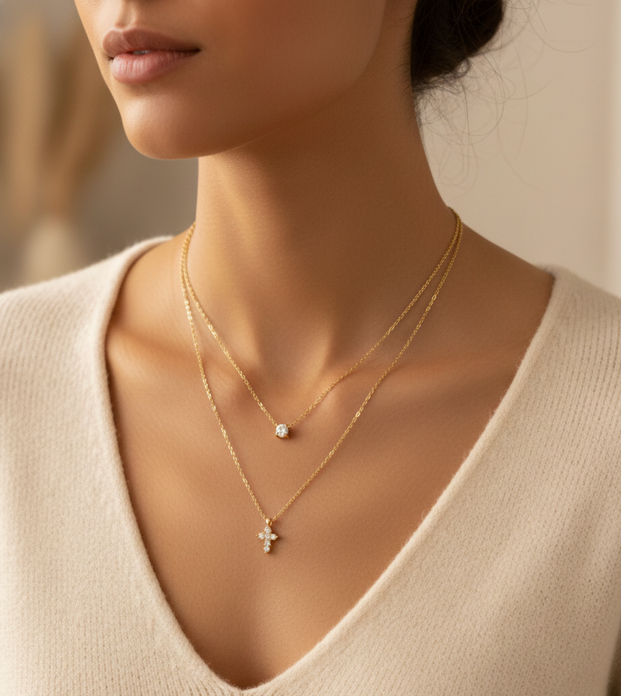 Timeless Double Layer Cross Necklace